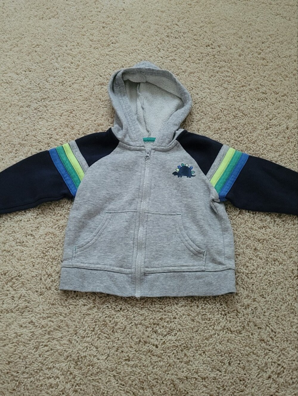 Okie Dokie Full Zip Stegasaurous  Dinosaur Hoodie Jacket 18M